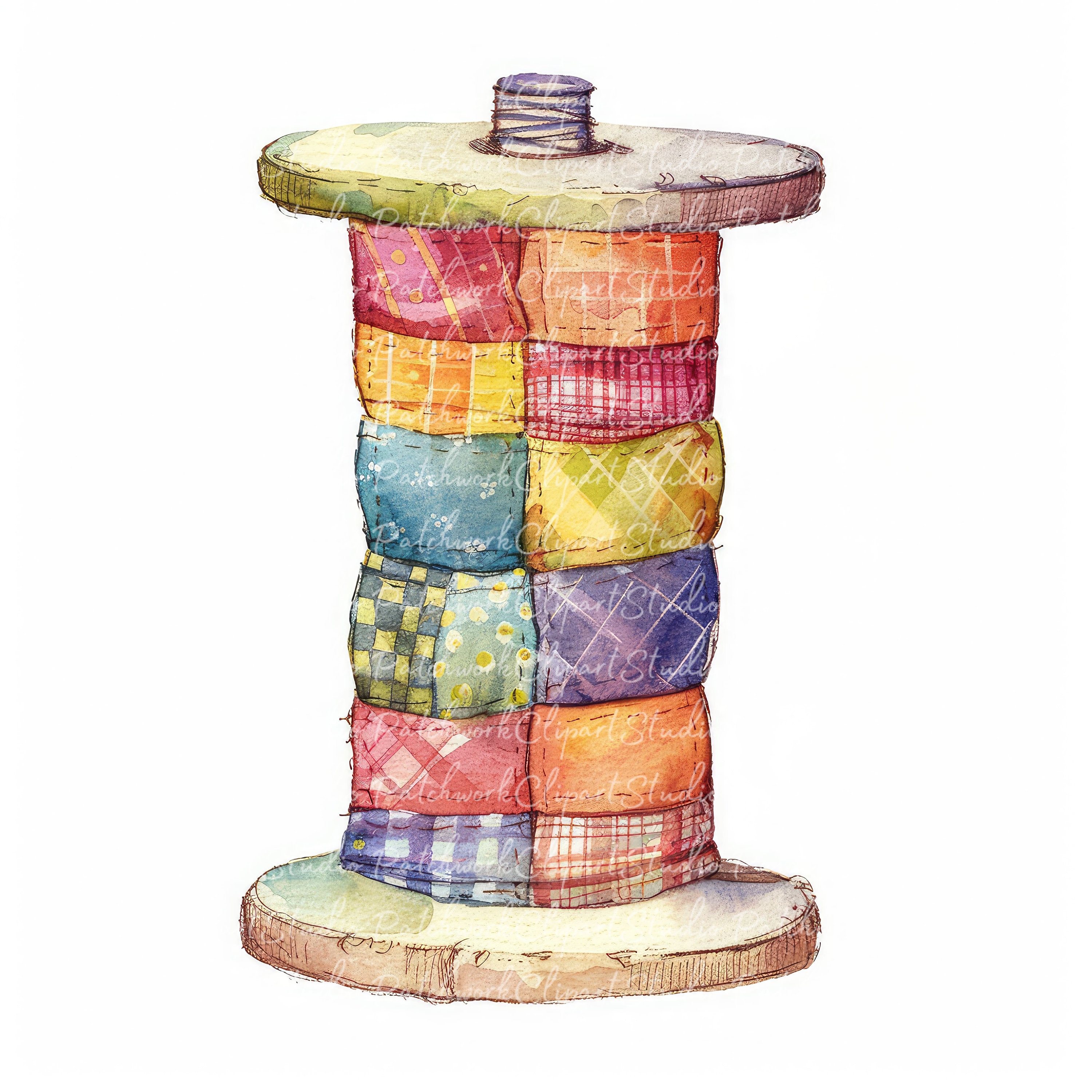 10 Spool of Thread Clipart Bundle, PNG & JPG, Printable Patchwork ...