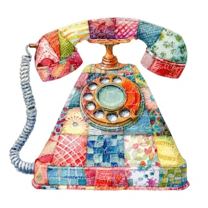 10 vintage telefoon clipartbundel, png en jpg, afdrukbaar patchwork, illustraties, digitale download, scrapbooking, quiltafbeelding