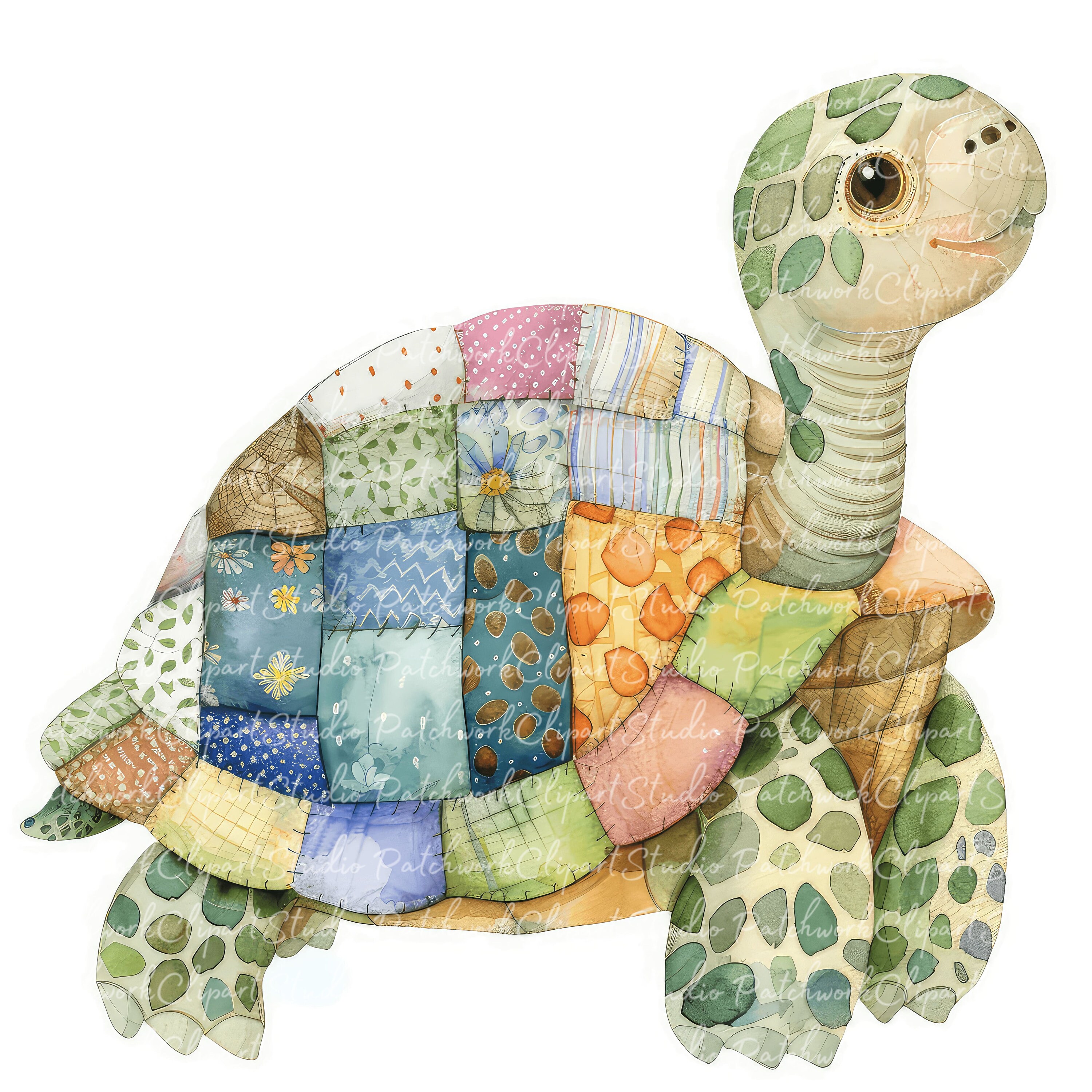 10 Turtle Clipart Bundle, PNG & JPG, Printable Patchwork Turtles ...