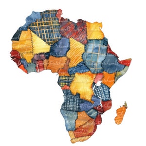 10 Africa Clipart Bundle, PNG e JPG, stampabile patchwork continente africano, illustrazioni, download digitale, album, immagine quilt