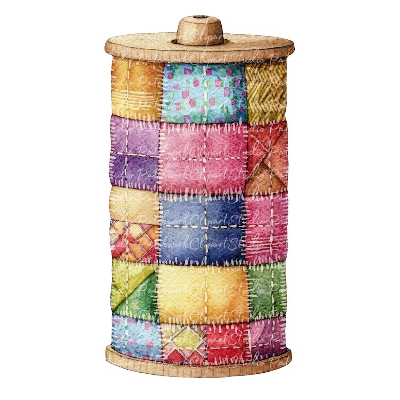 10 Cute Spool of Thread Clipart Bundle, PNG & JPG, Printable Patchwork ...