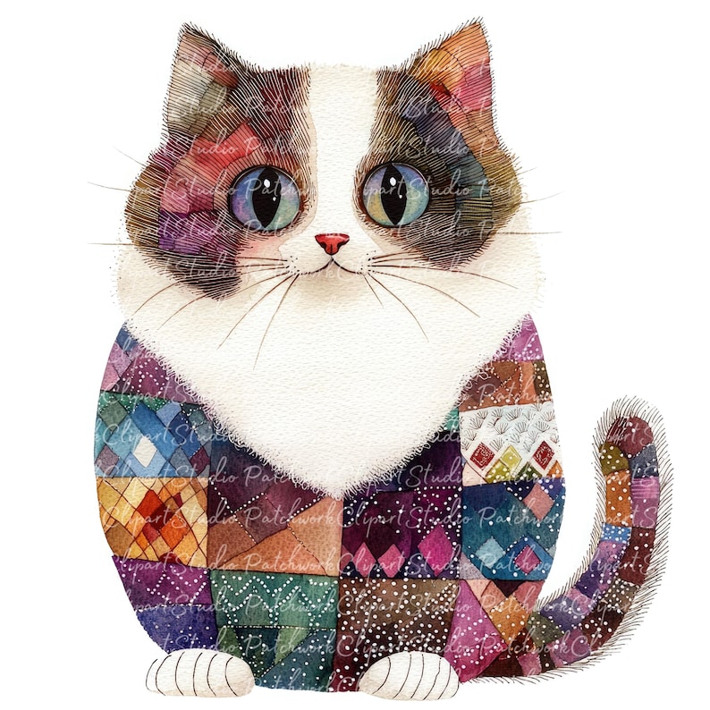 Patchwork Ragdoll 10 Ragdoll Cat Clipart Bundle, PNG & JPG, Printable Patchwork Cat ...