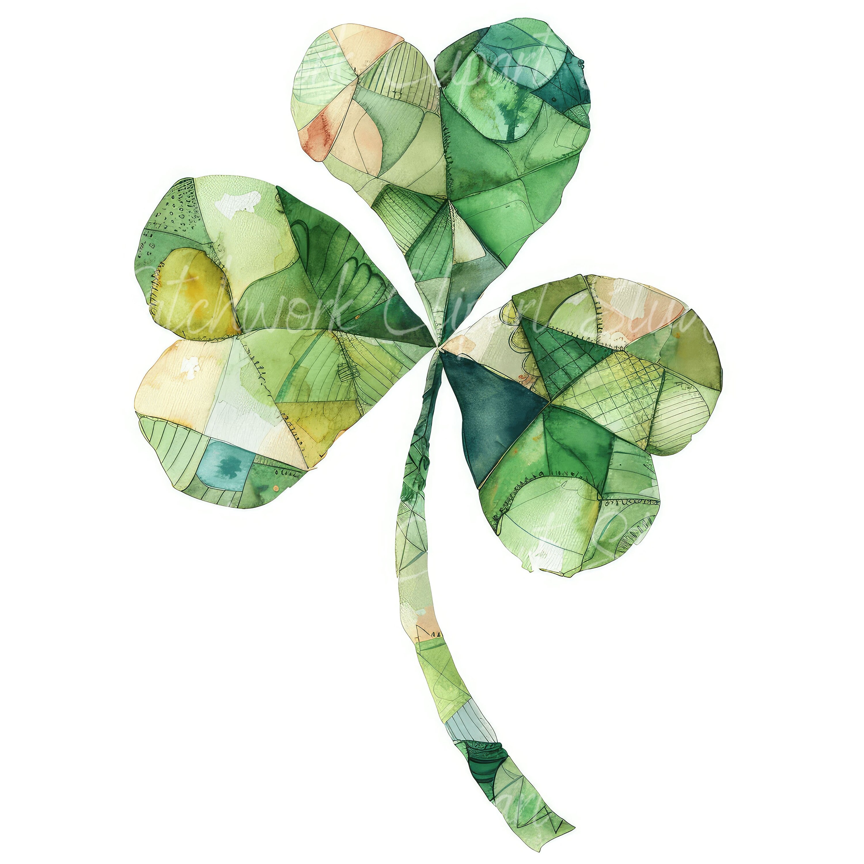Shamrock Clipart Bundle, Printable Shamrocks, Cute Quilted Fabric ...