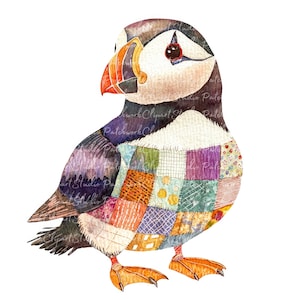 Paquete de 10 imágenes prediseñadas de frailecillos (PNG y JPG), ilustraciones imprimibles de frailecillos para patchwork, descarga digital, manualidades con álbumes de recortes, imágenes de pájaros para patchwork