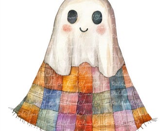 10 Ghost clipart-bundel, png en jpg, afdrukbare patchwork, schattige griezelige halloween-illustratie, digitale download, scrapbook ambachten, quiltafbeelding