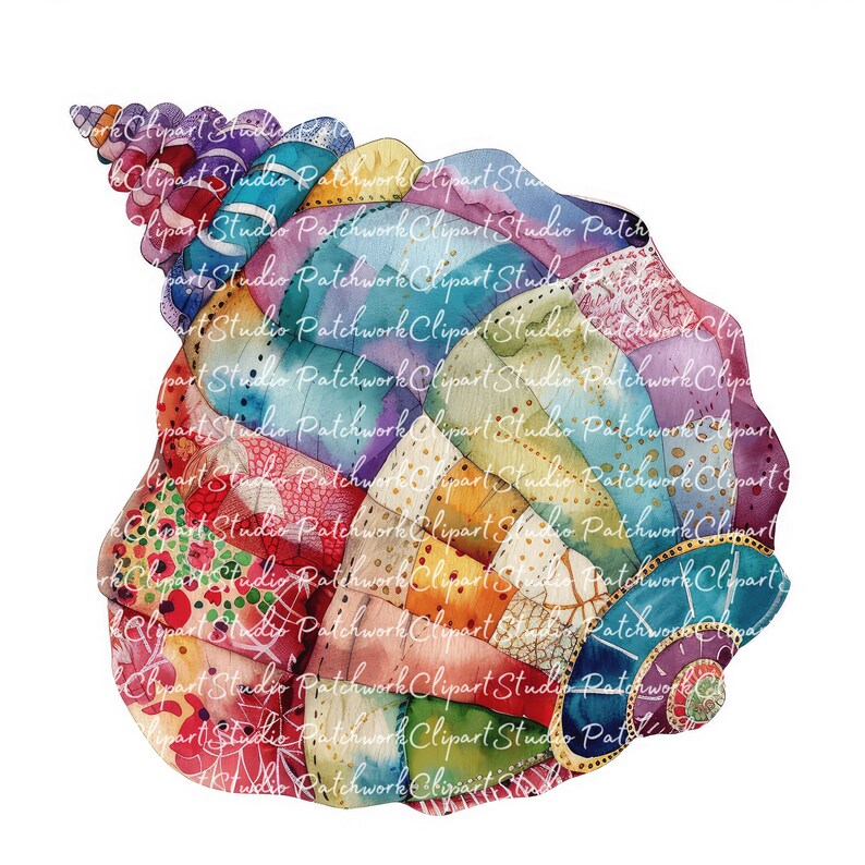 10 Shells Clipart Bundle, PNG & JPG, Printable Patchwork Shell ...