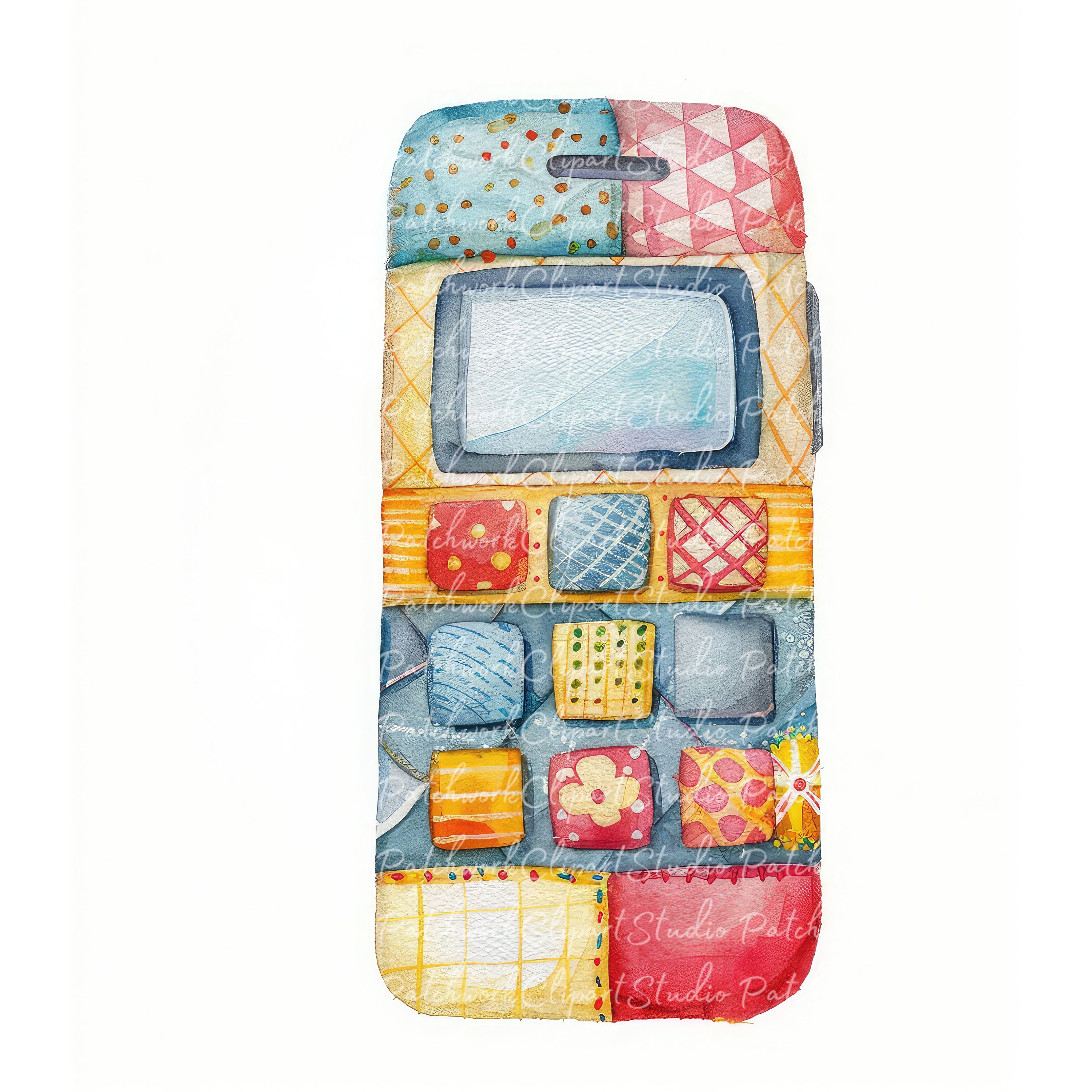 10 Mobile Phone Clipart Bundle, PNG & JPG, Printable Patchwork ...