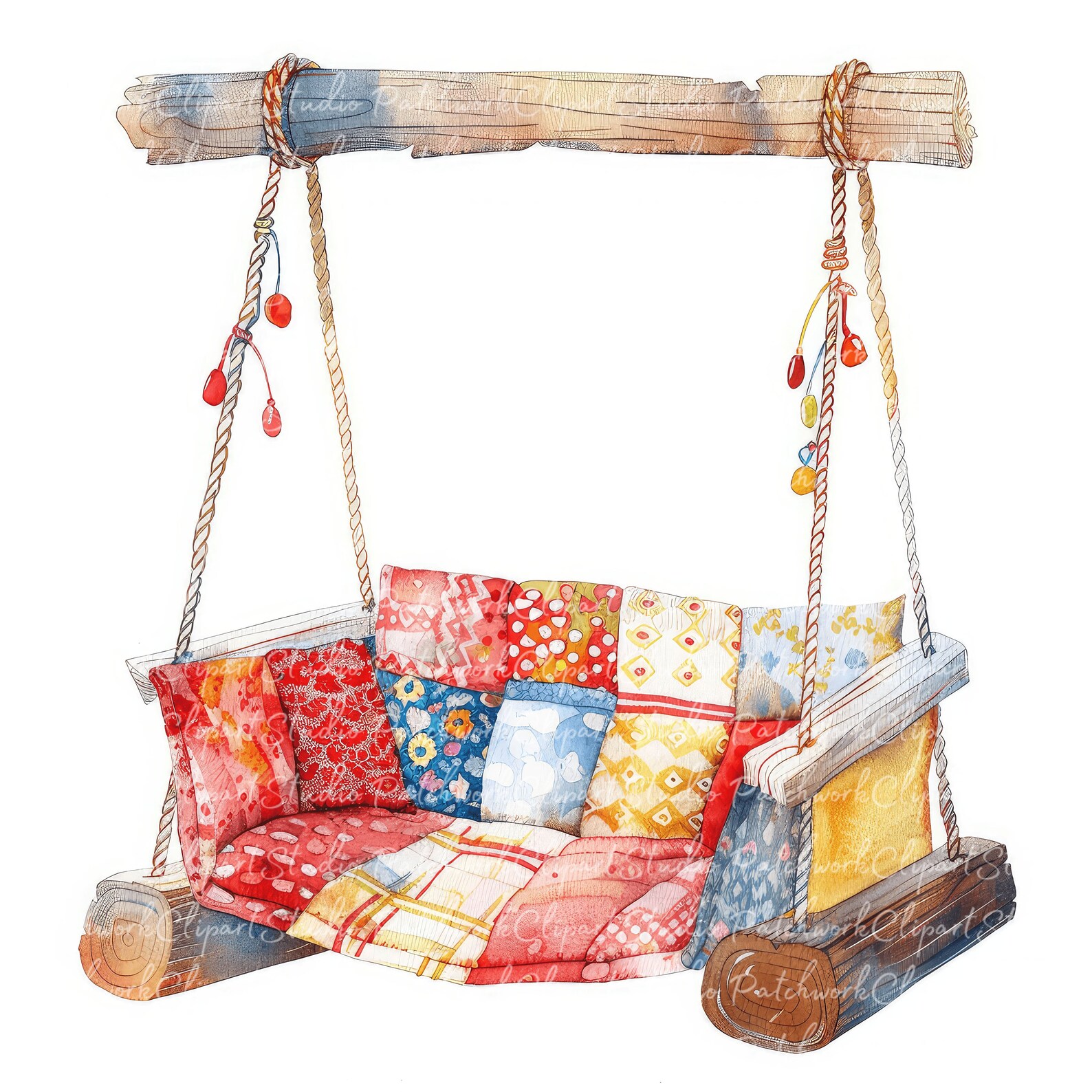 10 Swings Clipart Bundle, Printable Patchwork Swing, Quilted Fabric ...
