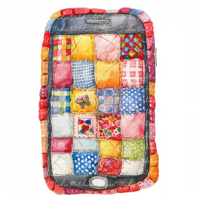 10 Mobile Phone Clipart Bundle, PNG & JPG, Printable Patchwork ...