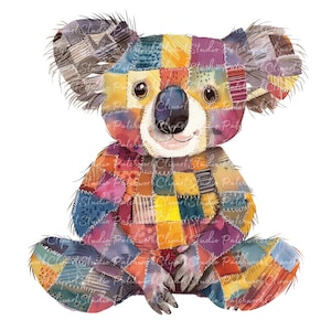 10 Koala Clipart Bundle, PNG & JPG, Printable Patchwork Koalas ...