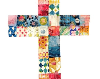 Lot de 10 cliparts croix, PNG & JPG, patchwork imprimable croix, illustrations, téléchargement numérique, créations de scrapbooking, courtepointe de Pâques