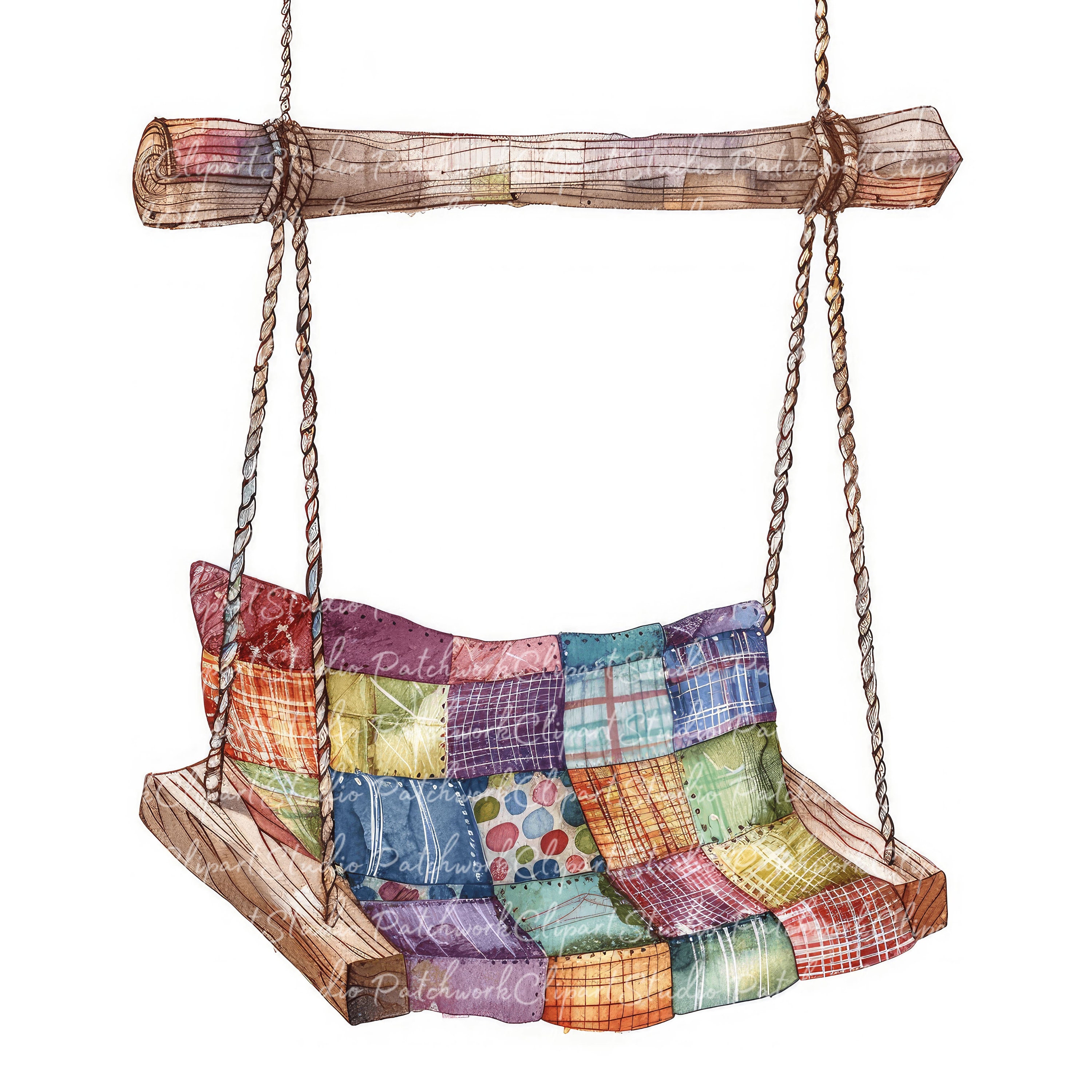 10 Swings Clipart Bundle, Printable Patchwork Swing, Quilted Fabric ...