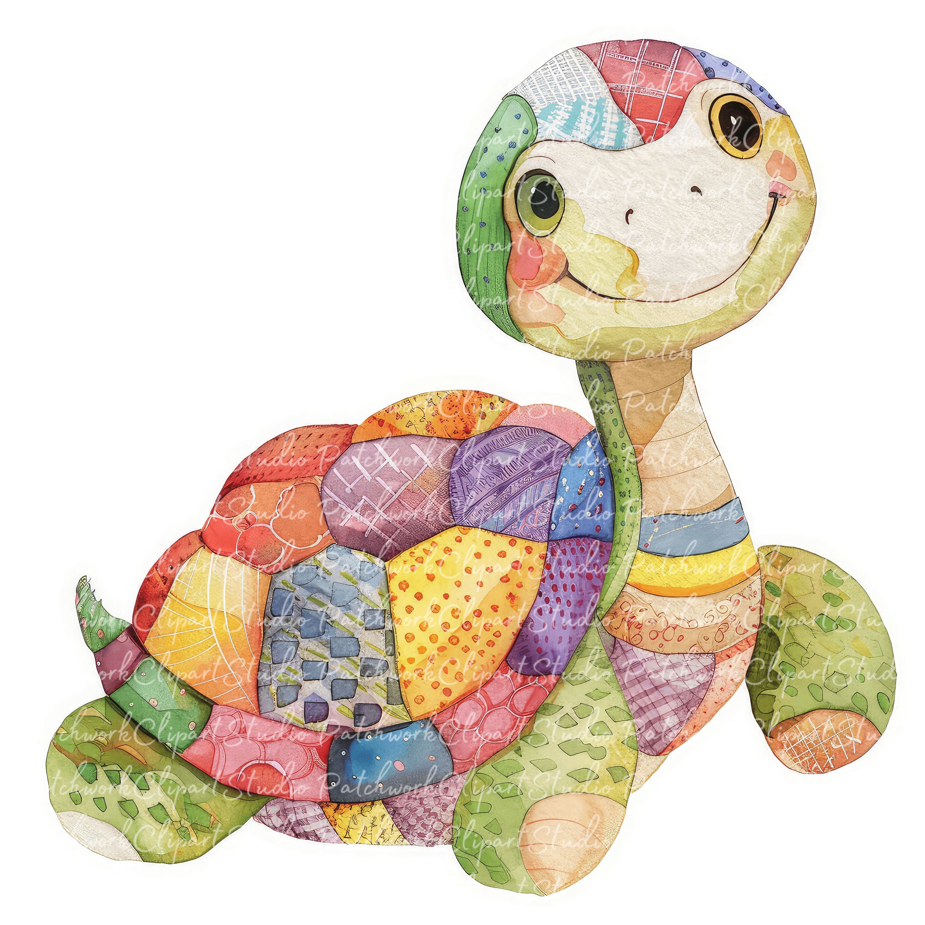 10 Turtle Clipart Bundle, PNG & JPG, Printable Patchwork Turtles ...