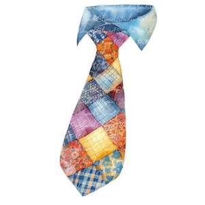 10 Ties Clipart Bundle, PNG & JPG, Printable Patchwork Tie, Illustrations, Tie Digital Download, Scrapbook Crafting, Quilt Image  Tie