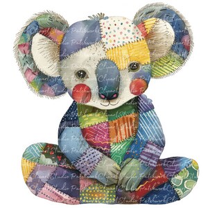10 Koala Clipart Bundle, PNG & JPG, Printable Patchwork Koalas ...