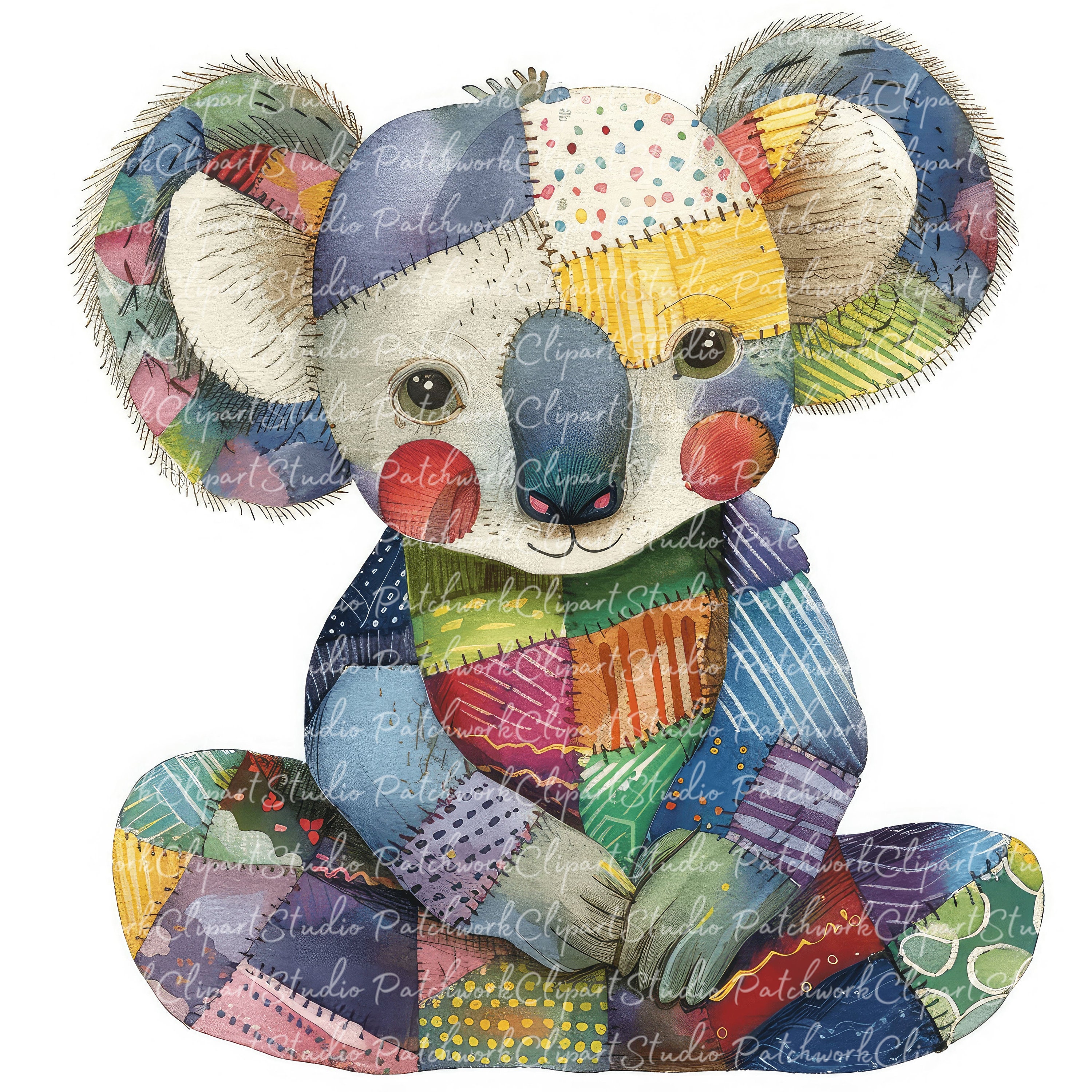 10 Koala Clipart Bundle, PNG & JPG, Printable Patchwork Koalas ...
