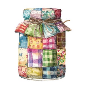 10 Jar of Jam Clipart Bundle, PNG i JPG, Wydrukowany Patchwork Jam, Ilustracje, Pobieranie cyfrowe, Tworzenie albumów, Obraz kołdry