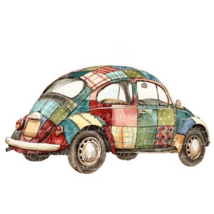 Vw Pattern Png 10 Cars Clipart Bundle, PNG & JPG, Printable Patchwork Car ...