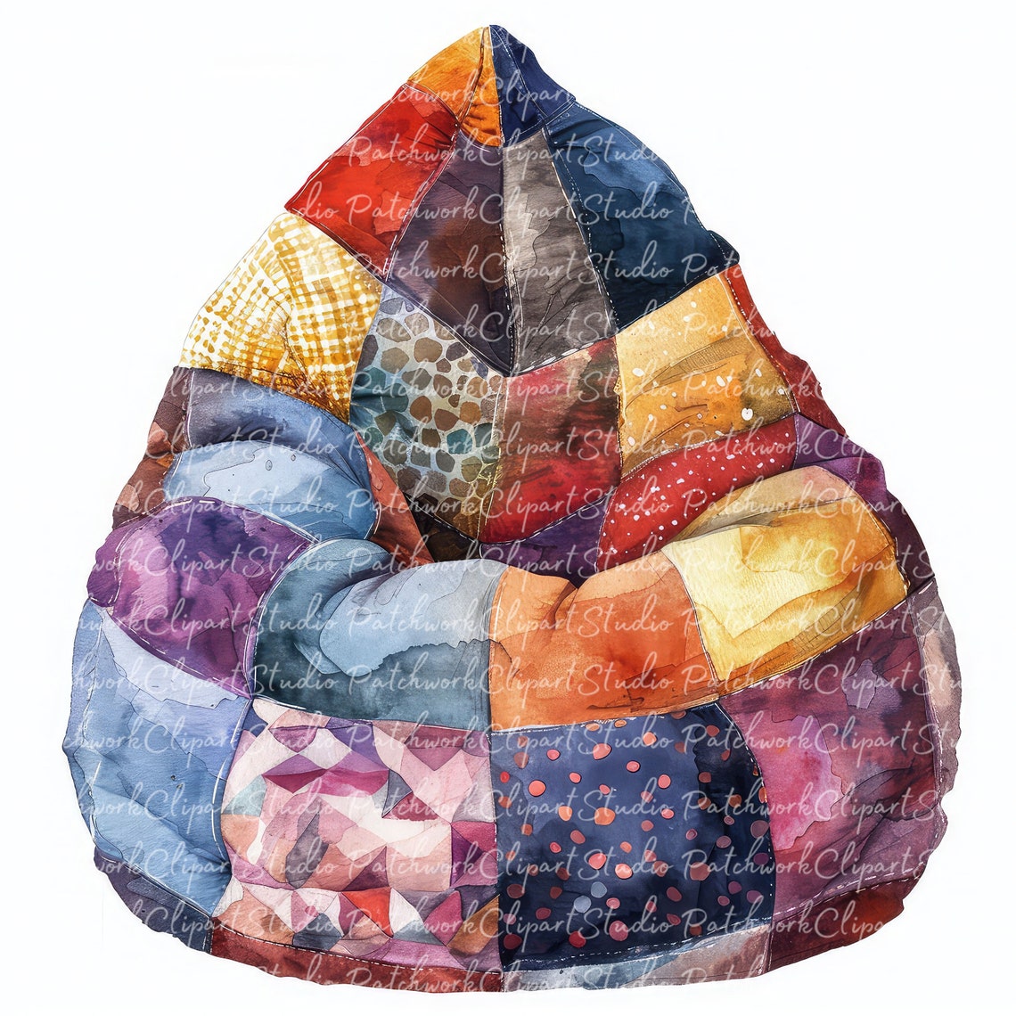 10 Beanbags Clipart Bundle, Printable Patchwork Beanbag, Quilted Fabric ...