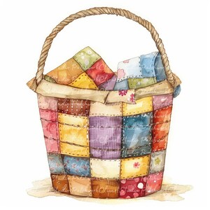 10 Buckets Clipart Bundle, PNG & JPG, Printable Patchwork Bucket ...