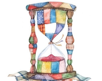 10 Hourglass Clipart Bundle, PNG JPG, Printable Patchwork
