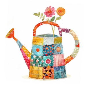10 gieter clipartbundel, png en jpg, afdrukbare patchwork, illustraties, digitale download, scrapbooking, quiltafbeelding