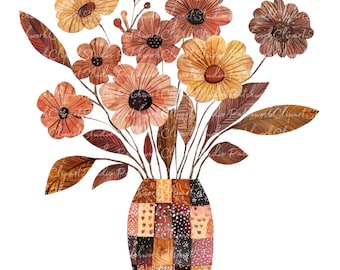 水彩画の花瓶、バラのガラス花瓶、オリジナル絵画、ガラスに入った