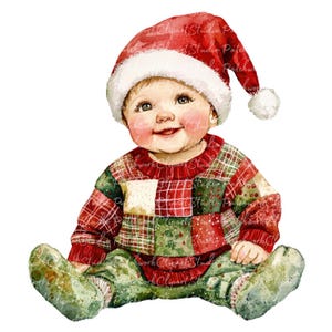 10 bundle di clipart natalizie per bambini, PNG e JPG, patchwork stampabile, illustrazioni di Natale invernali, download digitale, artigianato per scrapbooking, immagine trapunta