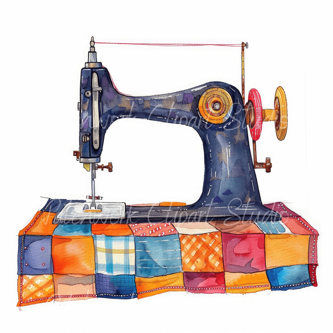 Patchwork Sewing Machines Clipart Bundle, Printable Sewing Machine, Cute Quilted Fabric ...