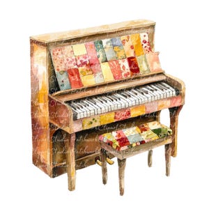 10 Piano Clipart Bundle, PNG & JPG, Printable Patchwork Piano ...