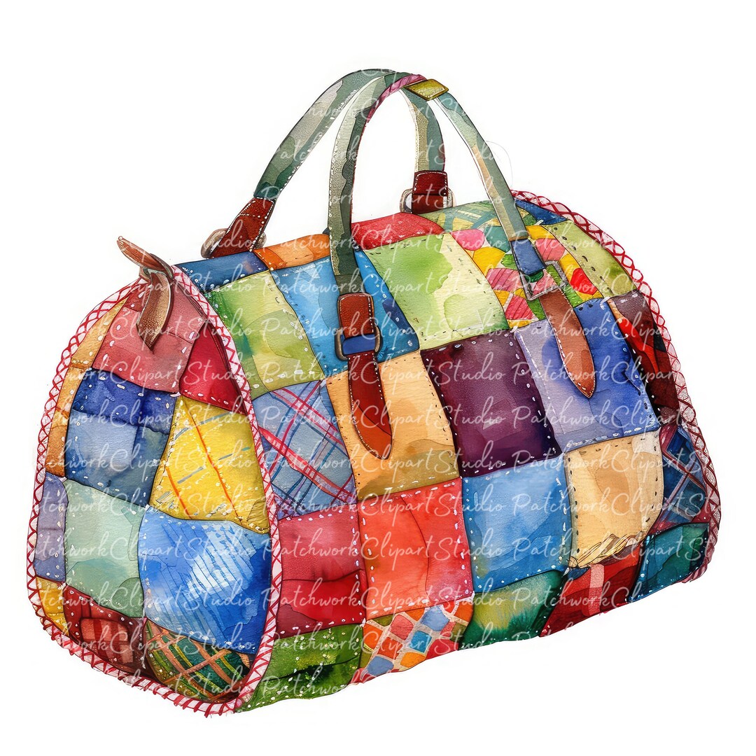 Patchwork Sport 10 Sports Bag Clipart Bundle, PNG & JPG, Printable Patchwork Gym Bag ...