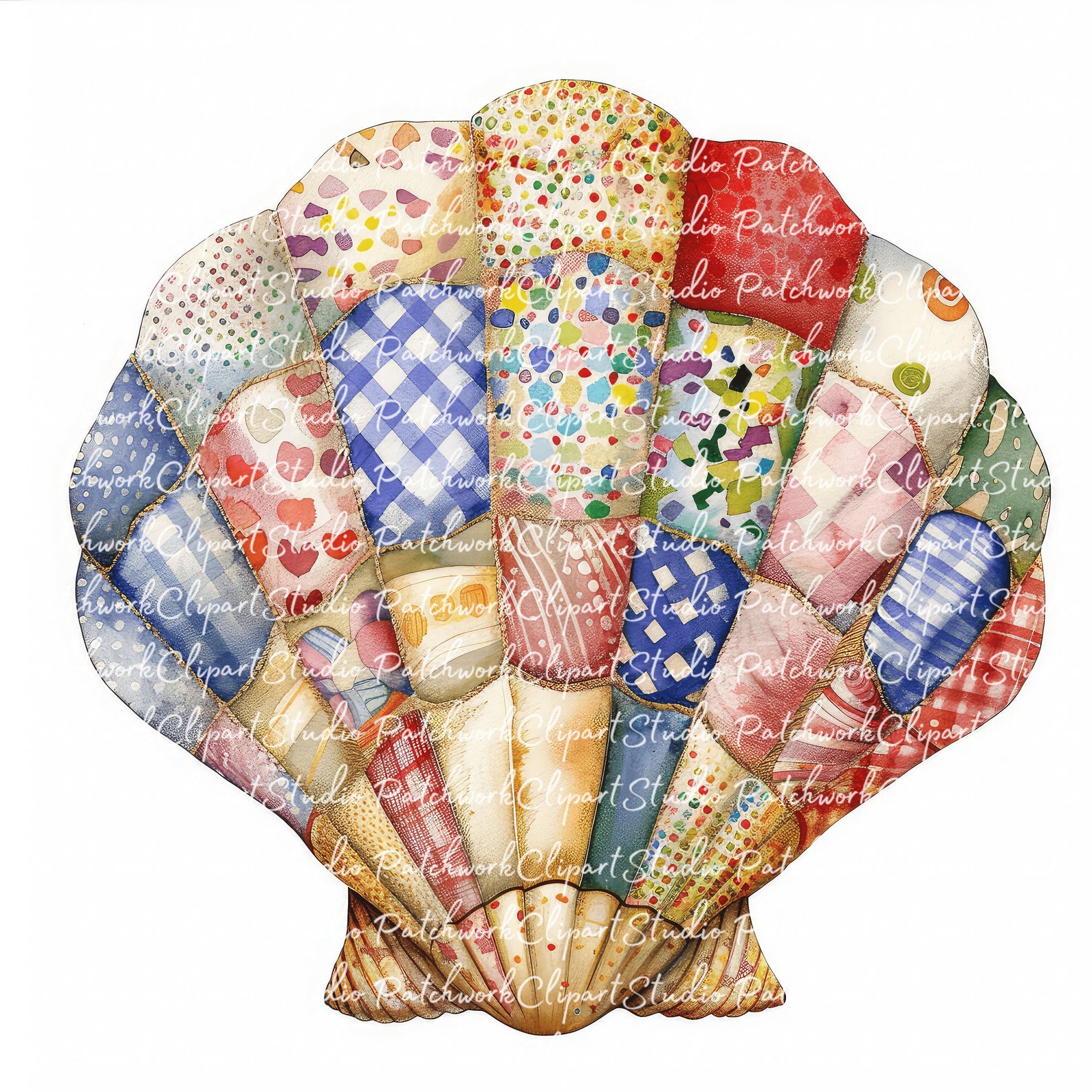 10 Shells Clipart Bundle, PNG & JPG, Printable Patchwork Shell ...
