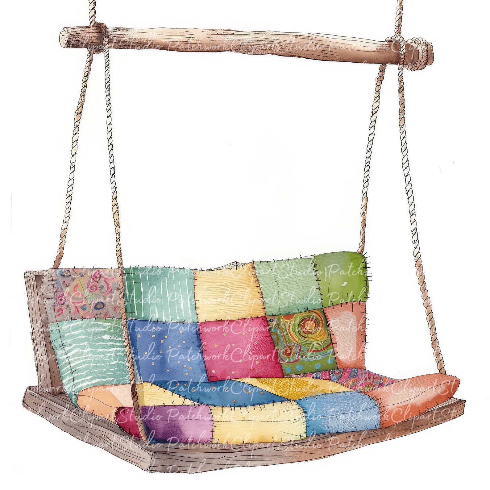 10 Swings Clipart Bundle, Printable Patchwork Swing, Quilted Fabric ...