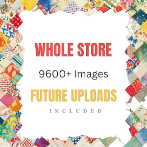 Whole Store Discount Bundle, PNG & JPG, Printable Patchwork Clipart, Cute Illustrations, Digital Download, Scrapbook Crafting, Quilt Images