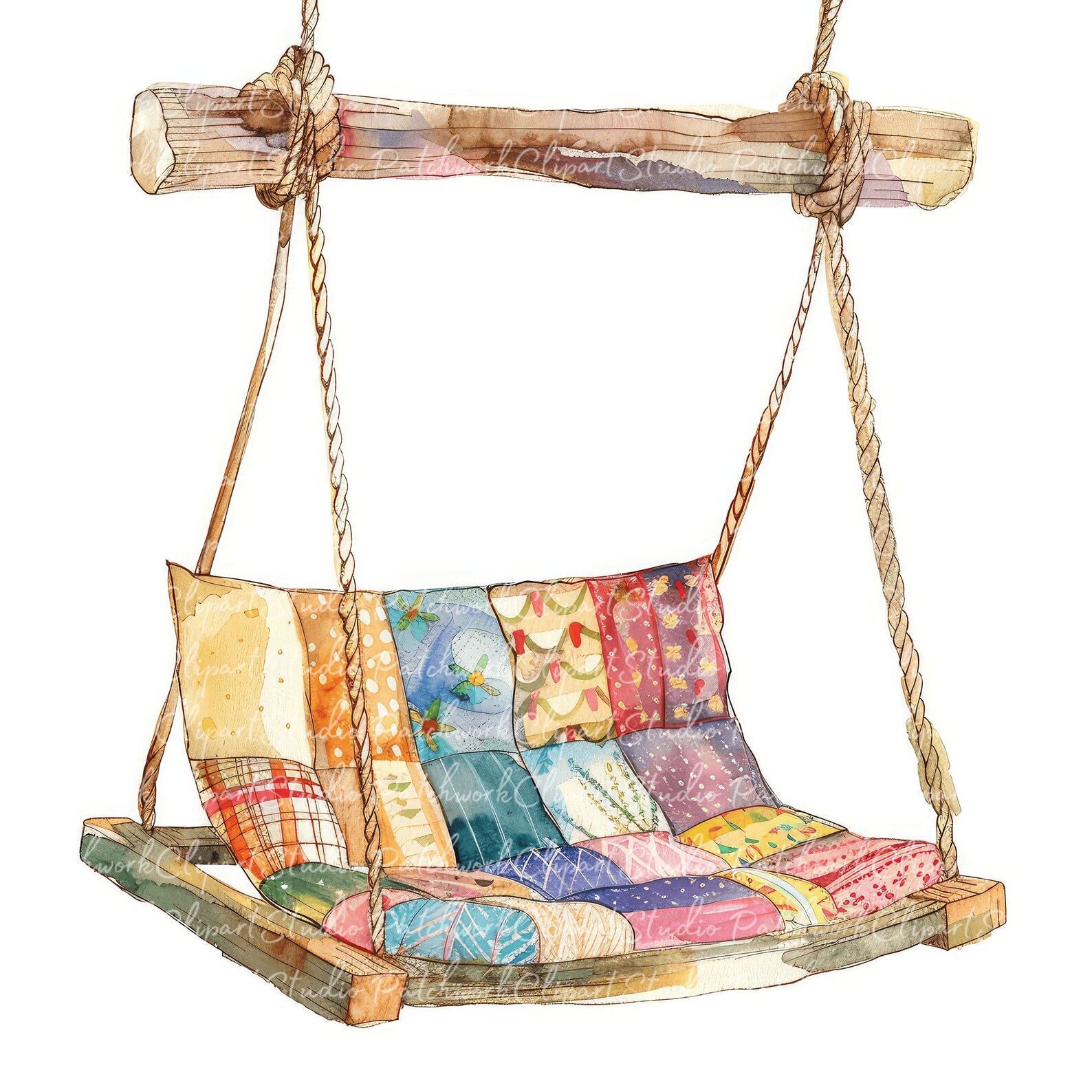10 Swings Clipart Bundle, Printable Patchwork Swing, Quilted Fabric ...