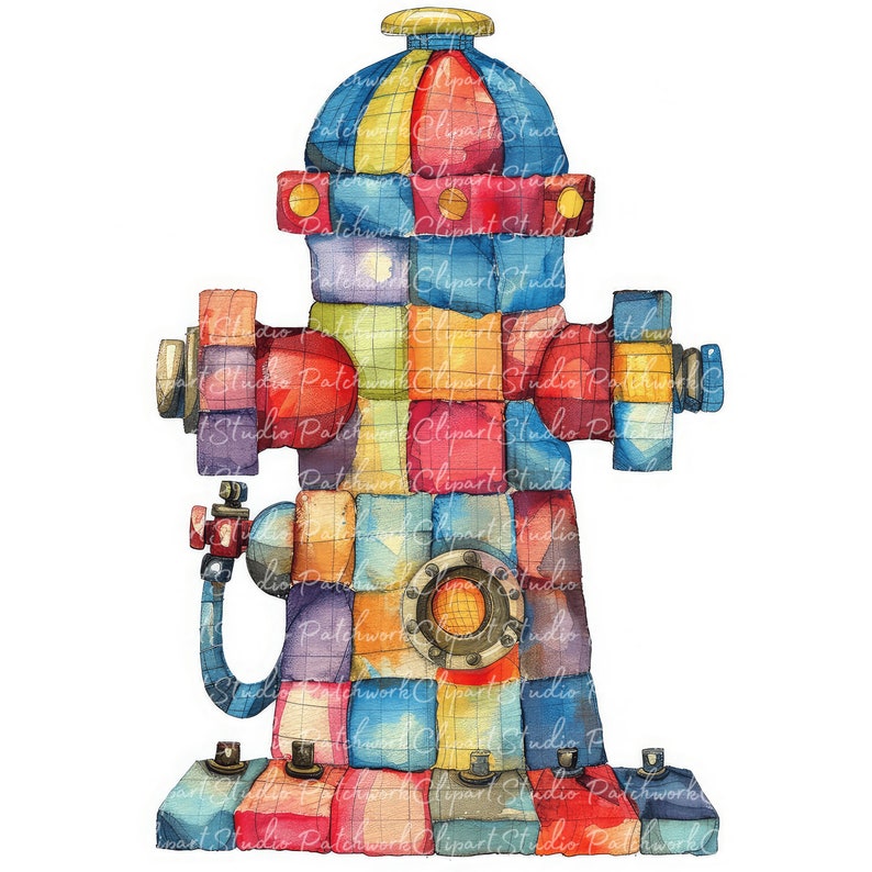 Fire Hydrants Clipart Bundle, Printable Fire Hydrant, Cute Quilted ...