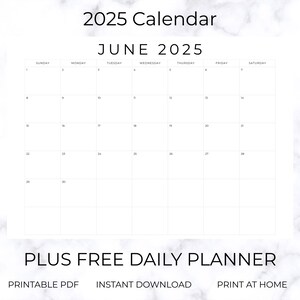 Calendário 2025 para impressão, Calendário anual minimalista em branco para impressão, Calendário mensal 2025 em formato paisagem, Calendário PDF para impressão, Planejador mensal