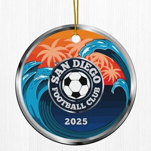San Diego Football Club 2025 Ornament: Coastal Soccer Holiday Decor, SDFC Soccer Gift