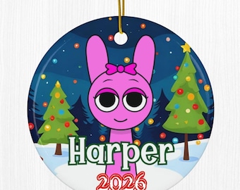 Personalisierte Sprunki Weihnachtsverzierung: Benutzerdefinierte Feiertagsbaumdekoration, Kindergeschenk 2026, zweiseitiges schrulliges Andenken
