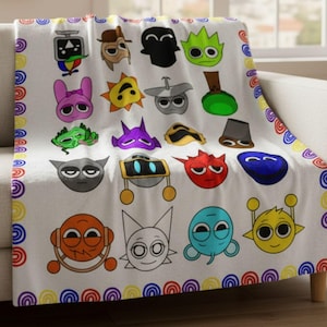 Coperta Sprunki: morbida coperta in velluto di cotone, regalo divertente per bambini, decorazione per la stanza Sprunki