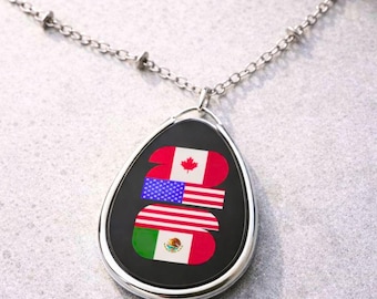 World Soccer 2026 Flag Necklace, Soccer Cup Fan Pendant, USA Mexico Canada Oval Jewelry Gift