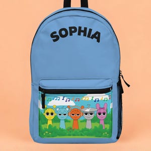 Personalized Sprunki Backpack for Kids, Custom Name School Bag, Pick Your Characters, Back to School Gift