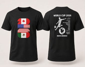 Maillot de football Coupe du monde 2026, tee-shirt des trois nations de l'Amérique du Nord, cadeau unisexe pour fan de football homme femme