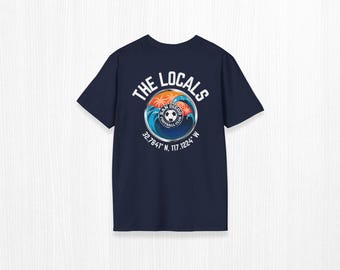 San Diego FC Supporter T-Shirt: Waves Palm Trees, Local Team Pride, Snapdragon Stadium Coordinates