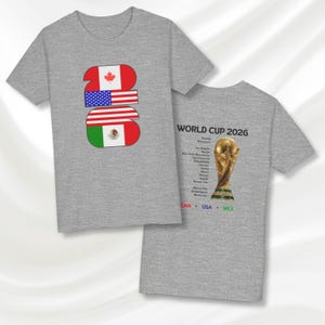 World Cup 2026 Youth Shirt, Soccer Host Cities Tee, Canada USA Mexico Flags, Boys Girls Football Shirt, Youth Soccer Fan Shirt