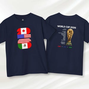 World Cup 2026 Youth Shirt, Soccer Host Cities Tee, Canada USA Mexico Flags, Boys Girls Football Shirt, Youth Soccer Fan Shirt