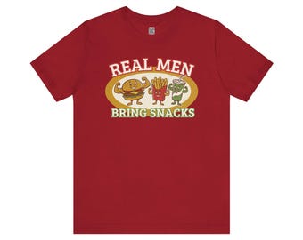 Funny Valentines Day Shirt For Men: Real Men Bring Snacks Tee, Foodie Valentine Gift For Boyfriend Husband, Cute Date Night Shirt