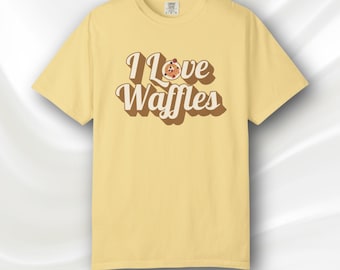 Ich liebe Waffeln Shirt, Retro Foodie T-Shirt, Nationales Waffeltag T-Shirt, Comfort Colors Unisex Waffel Liebhaber Geschenk, Brunch Festival Top