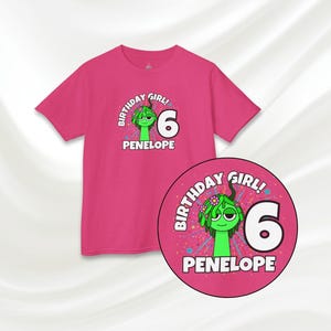 Gepersonaliseerde Sprunki-verjaardagsshirt voor meisjes, aangepaste naam T-shirt leeftijd personage, verjaardagsoutfit voor kinderen, uniek feestcadeau voor meisjes