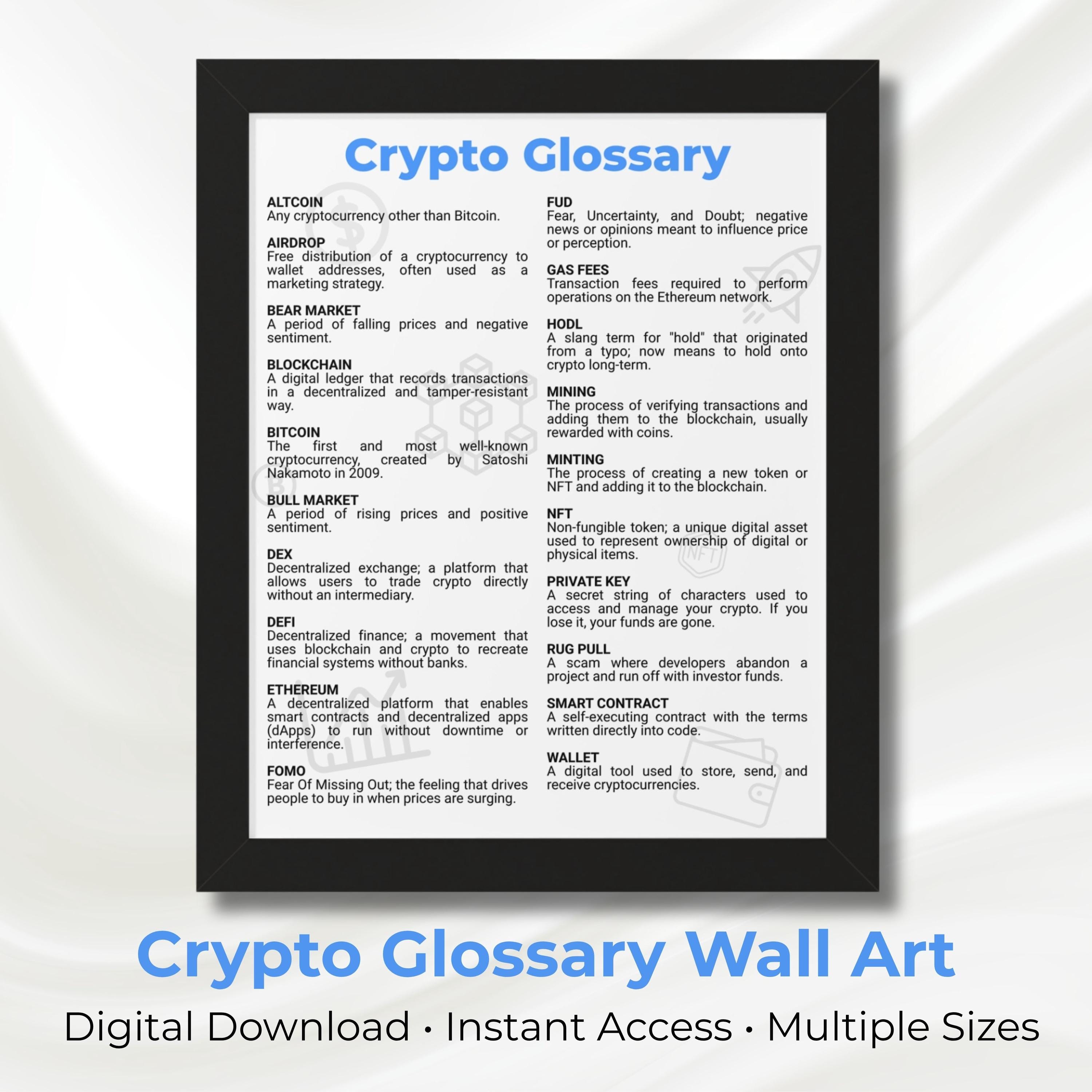 Crypto Glossary Art Print: Bitcoin, Blockchain, Web3 Definitions (digital  Download, PDF Bundle) - Etsy
